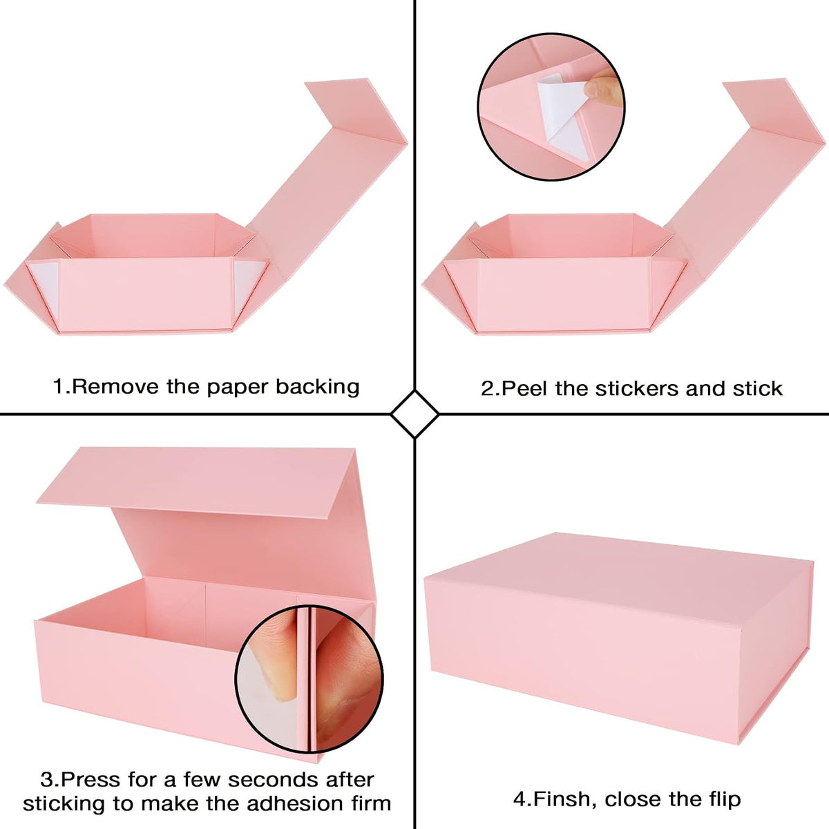 Pink Collapsible Gift Box with Magnetic Closure Lids 13.8x9x4.3 in, Large Bridesmaid Groomsman Proposal Boxes, Rectangle Present Box for Graduation Birthday Storage 1 Pack