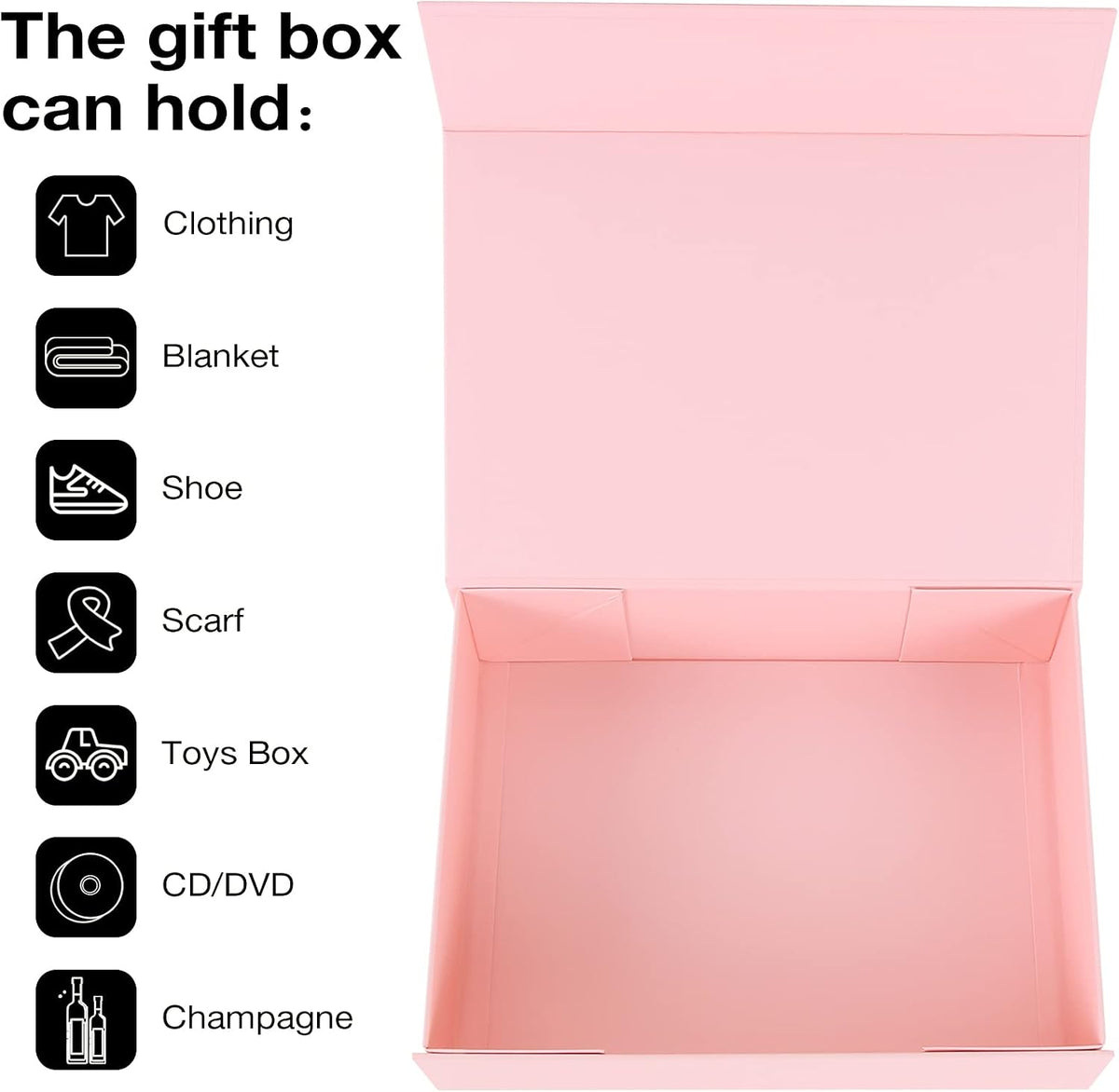 Pink Collapsible Gift Box with Magnetic Closure Lids 13.8x9x4.3 in, Large Bridesmaid Groomsman Proposal Boxes, Rectangle Present Box for Graduation Birthday Storage 1 Pack