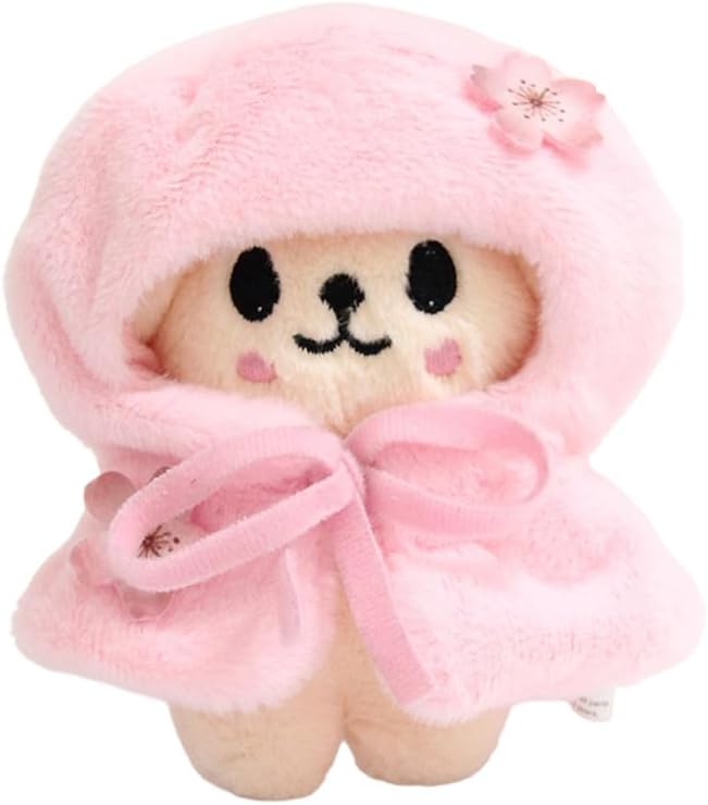 Sk-z Pink Cloak Clothes 4-inch SK-ZOO Plush Keychain, Peach blossom Cloak Detachable