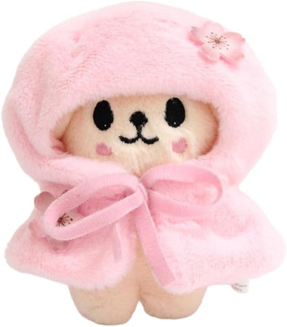 Sk-z Pink Cloak Clothes 4-inch SK-ZOO Plush Keychain, Peach blossom Cloak Detachable