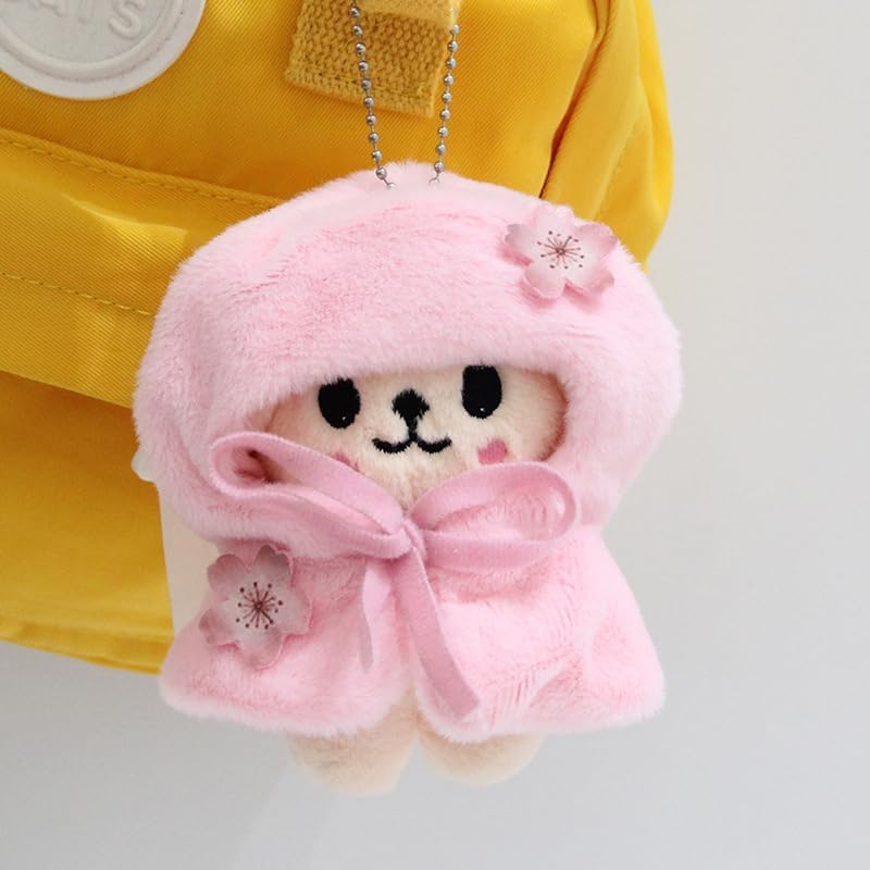 Sk-z Pink Cloak Clothes 4-inch SK-ZOO Plush Keychain, Peach blossom Cloak Detachable
