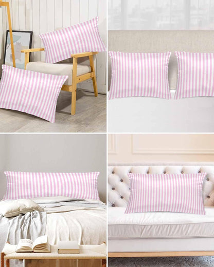 Satin Pillowcases King Size, Pink Stripes Silk Pillow Cases for Hair and Skin with Zipper 2 Pack, Modern Minimalist Horizontal Ombre Lines Smooth Throw Pillow Covers for Sleeping, 20"x36"