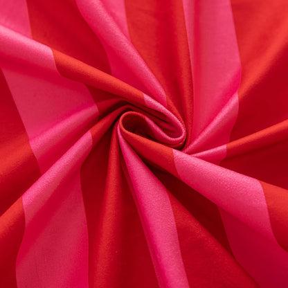 Pink and Red Striped Tablecloth with Ruffle, Farmhouse Rectangle Decorative Table Cover for 4-6 Seat, Soft Velvet Washable Tablecloth for Baby Shower Party Kitchen Decor, 52"x70"