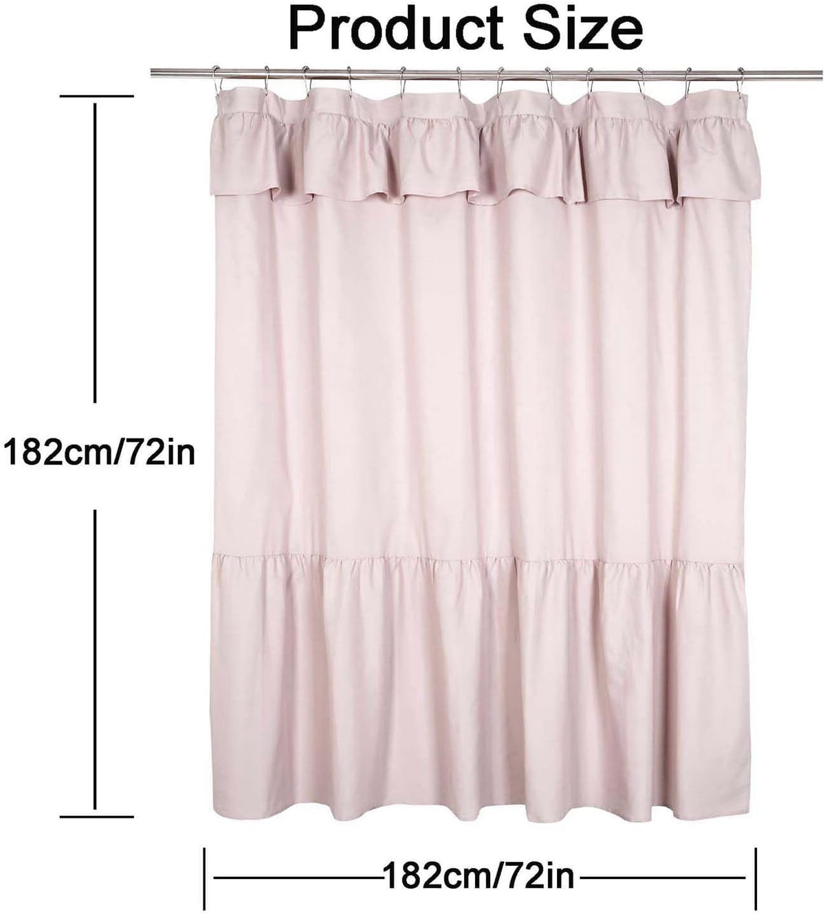 Ruffled Farmhouse Shower Curtain, Blush Pink, 72“W x72”L