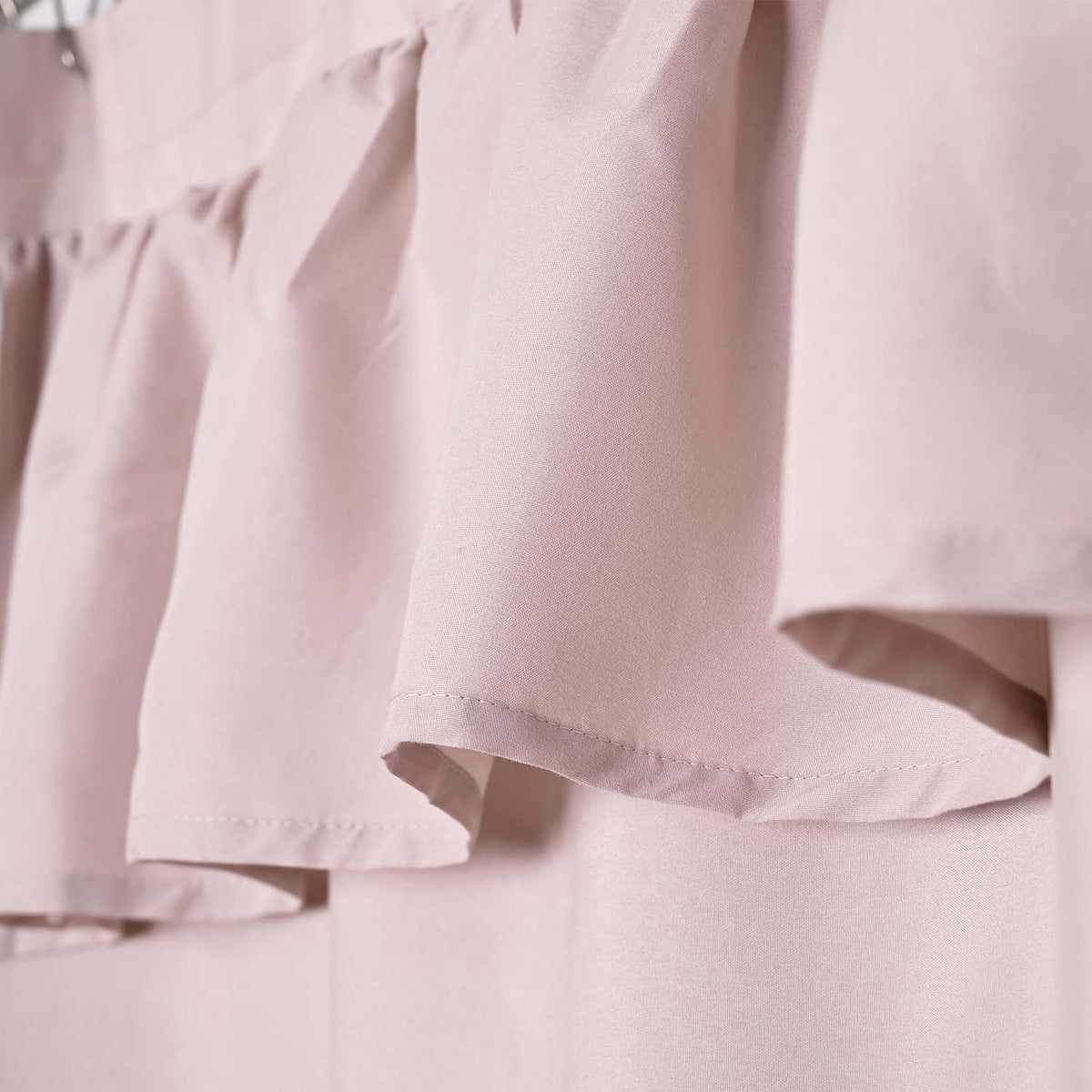 Ruffled Farmhouse Shower Curtain, Blush Pink, 72“W x72”L