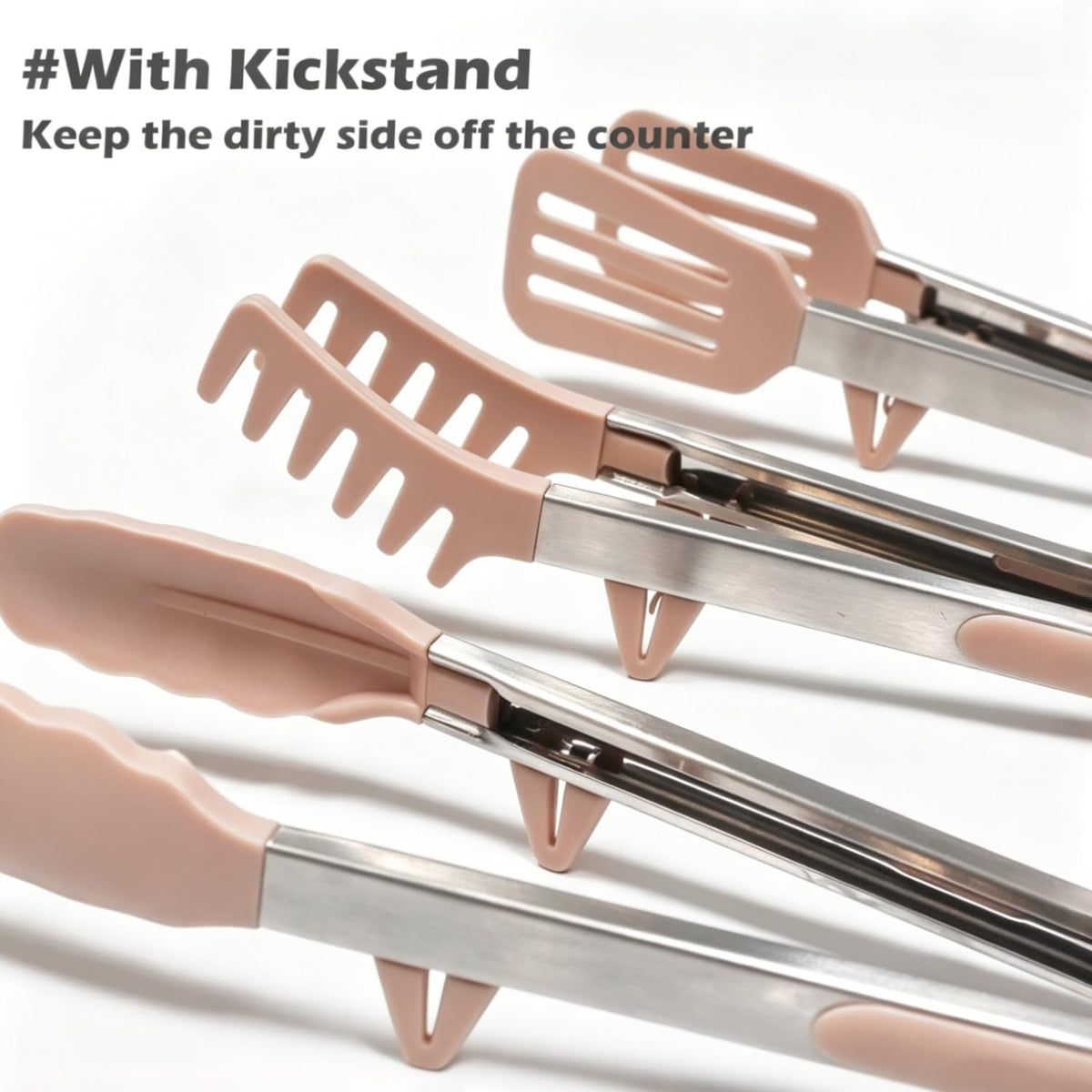 12" Kitchen Tongs for cooking with Silicone Tips, 3Pcs Serving Tongs, Pink