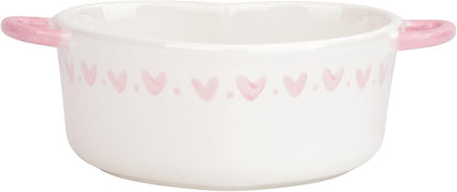 Heart Mini Cocotte Lidded Ramekins, Set of 2, Ceramic Souffle & Baking Dishes, Mini Dutch Oven (Pink Hearts)