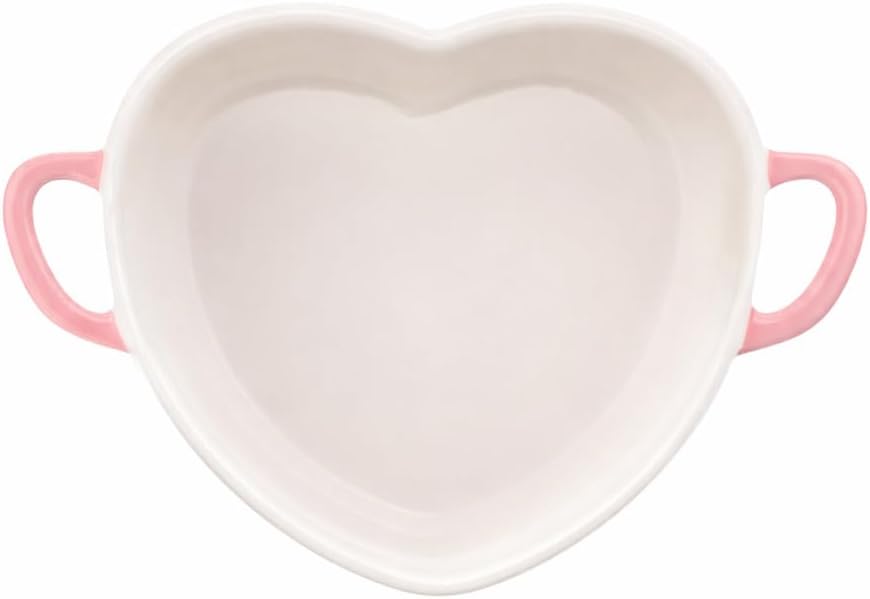 Heart Mini Cocotte Lidded Ramekins, Set of 2, Ceramic Souffle & Baking Dishes, Mini Dutch Oven (Pink Hearts)