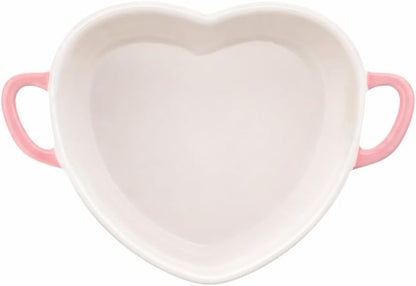 Heart Mini Cocotte Lidded Ramekins, Set of 2, Ceramic Souffle & Baking Dishes, Mini Dutch Oven (Pink Hearts)