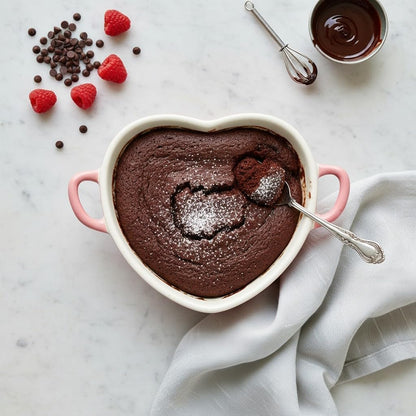 Heart Mini Cocotte Lidded Ramekins, Set of 2, Ceramic Souffle & Baking Dishes, Mini Dutch Oven (Pink Hearts)