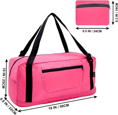 Foldable Travel Duffel Bag For Women & Men Luggage Great for Gym - pink