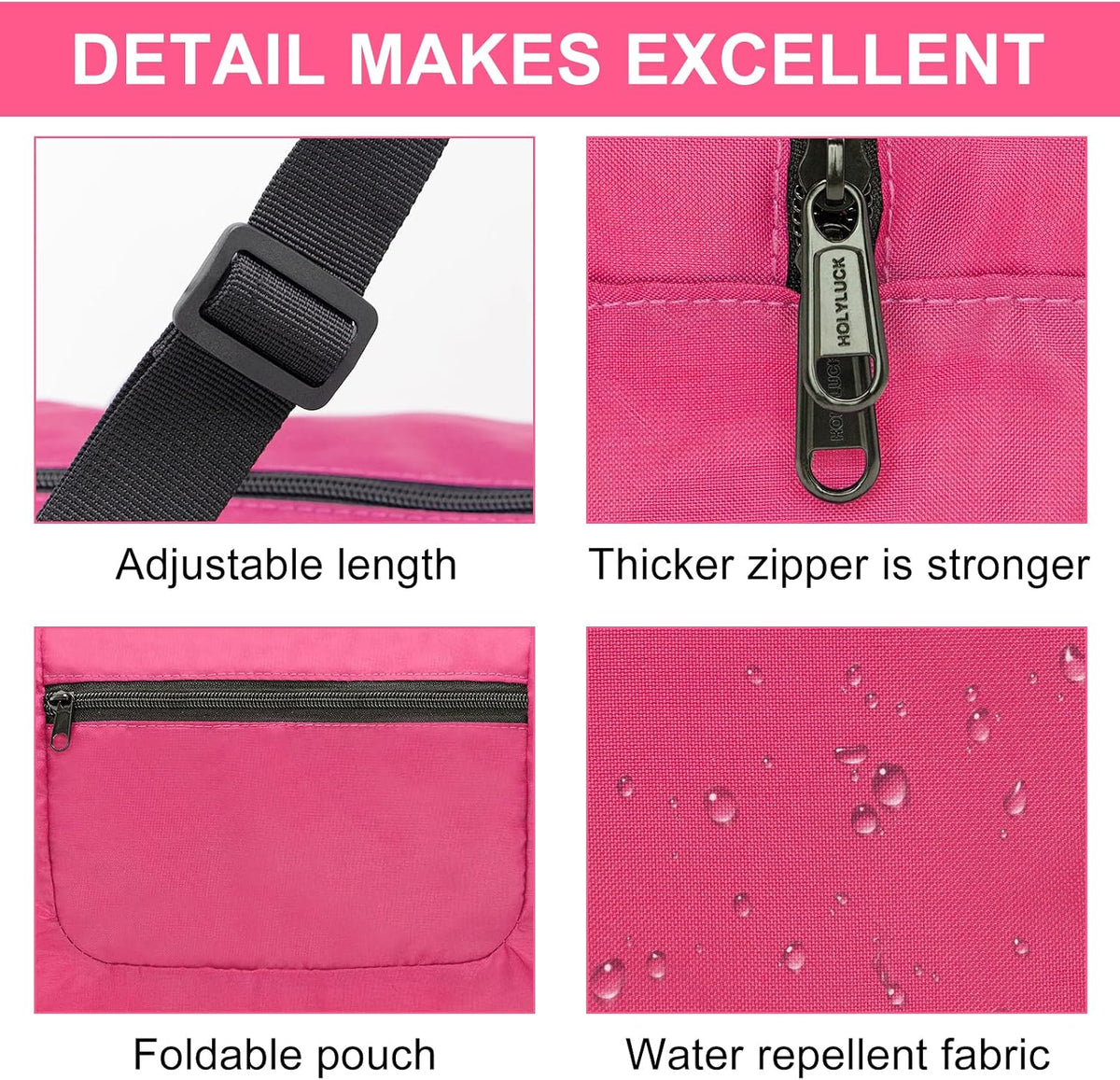 Foldable Travel Duffel Bag For Women & Men Luggage Great for Gym - pink