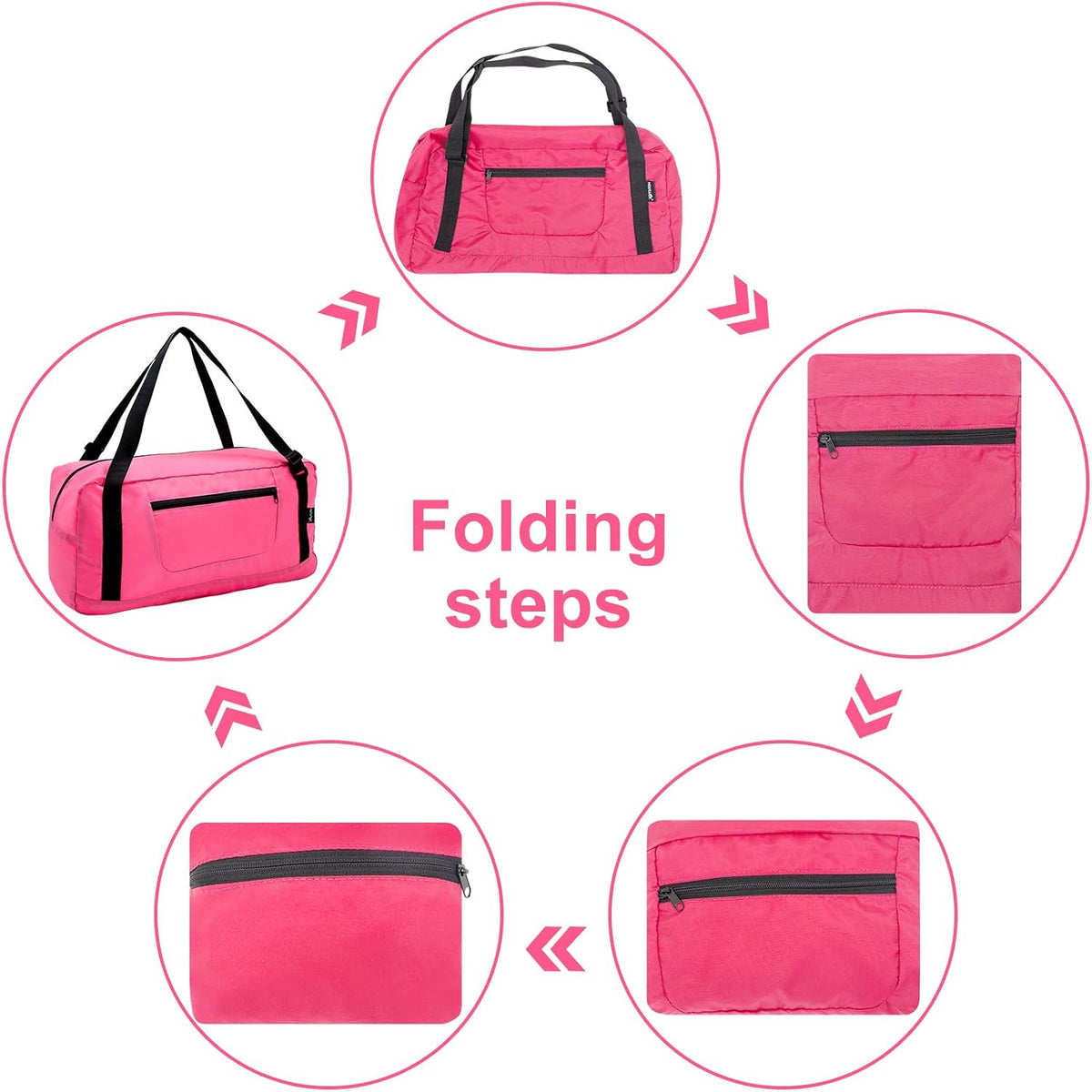 Foldable Travel Duffel Bag For Women & Men Luggage Great for Gym - pink