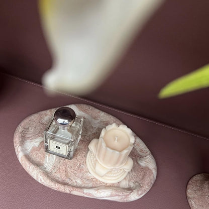 Natural Marble Cloud Shape Vanity Tray Luxury Home Decor (Pink)