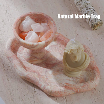 Natural Marble Cloud Shape Vanity Tray Luxury Home Decor (Pink)