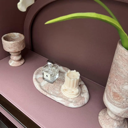 Natural Marble Cloud Shape Vanity Tray Luxury Home Decor (Pink)