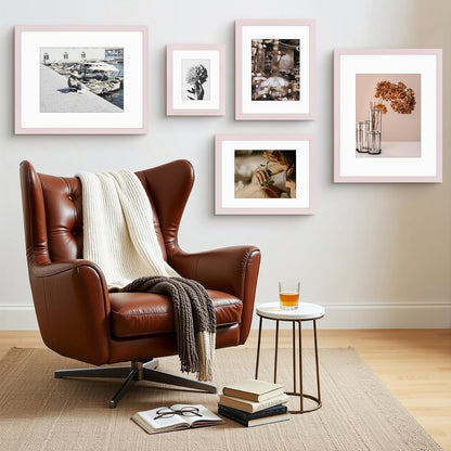 8x10 Frame with Mat for 5x7, Real Glass, Pink