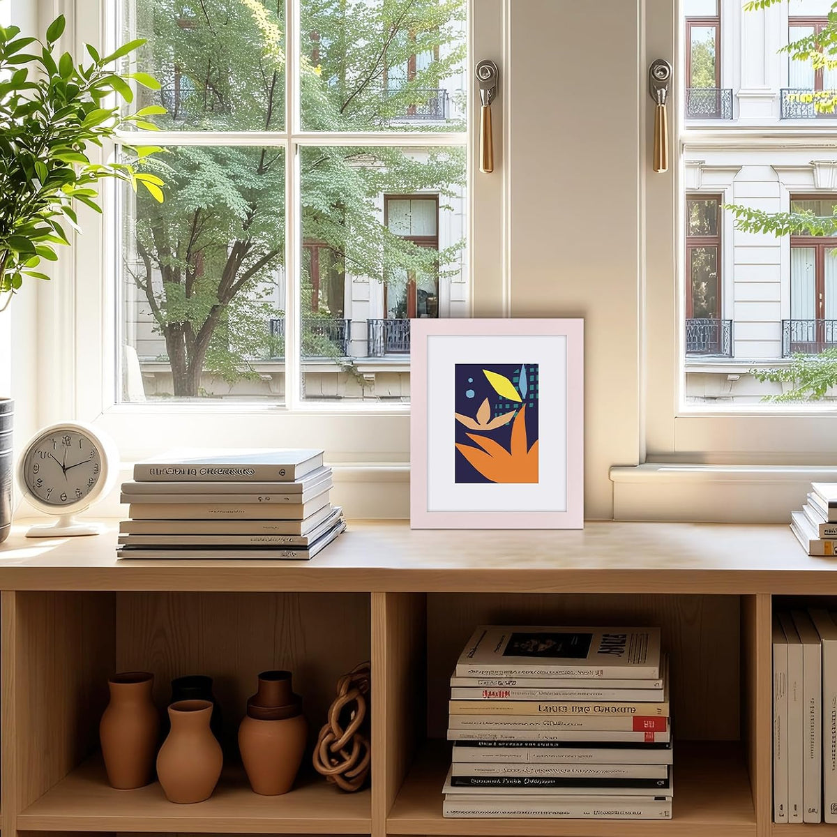 8x10 Frame with Mat for 5x7, Real Glass, Pink
