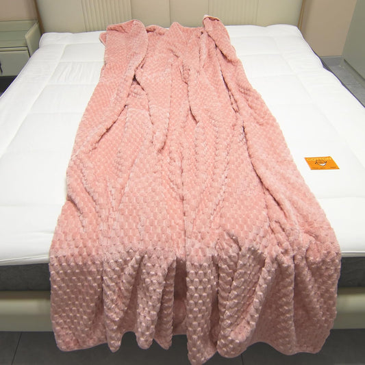 Ahinahwap Water Resistant Blanket for Bed Couch Sofa, 60"x80" Reversible & Washable Microfiber Blanket, Queen Size Waterproof Throw, Pet Friendly & Leakproof (Peachy Pink/Peach Cream)
