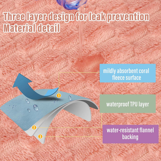 Ahinahwap Water Resistant Blanket for Bed Couch Sofa, 60"x80" Reversible & Washable Microfiber Blanket, Queen Size Waterproof Throw, Pet Friendly & Leakproof (Peachy Pink/Peach Cream)
