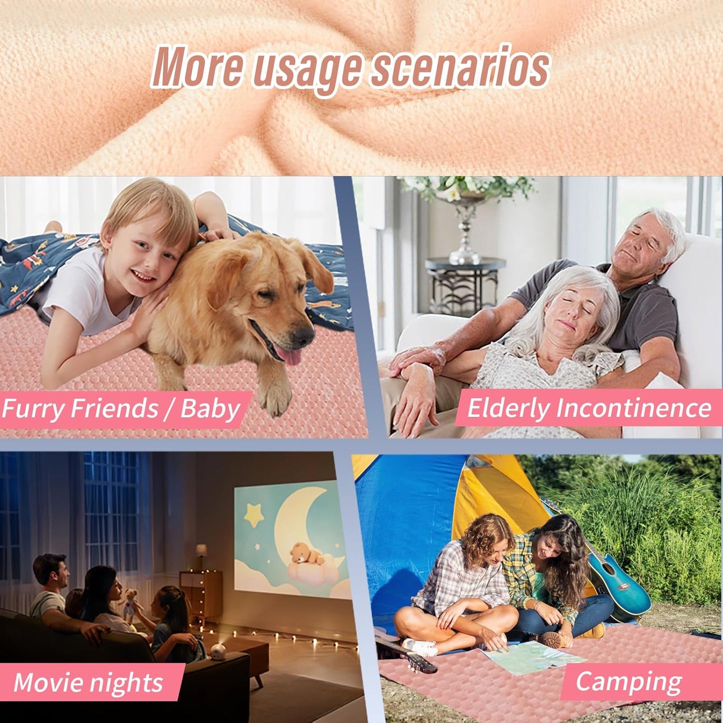 Ahinahwap Water Resistant Blanket for Bed Couch Sofa, 60"x80" Reversible & Washable Microfiber Blanket, Queen Size Waterproof Throw, Pet Friendly & Leakproof (Peachy Pink/Peach Cream)