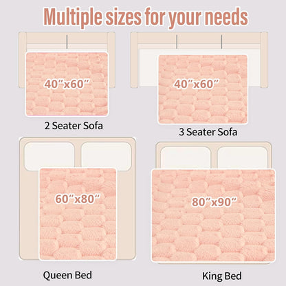 Ahinahwap Water Resistant Blanket for Bed Couch Sofa, 60"x80" Reversible & Washable Microfiber Blanket, Queen Size Waterproof Throw, Pet Friendly & Leakproof (Peachy Pink/Peach Cream)