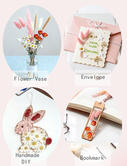 DIY Natural Dried Flower Set for Vase, Bulk Boho Dried Flowers with Stems,Fall Decor, Mini Flower Arrangements.(Pink)