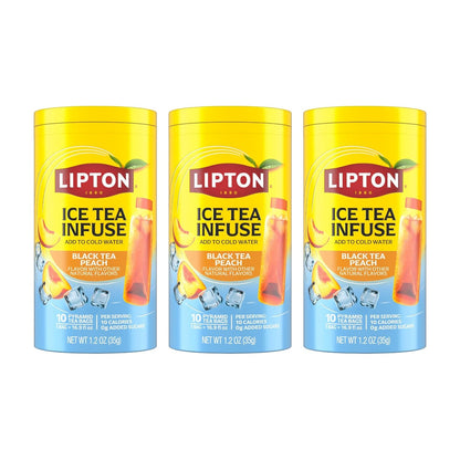 Ice Tea Infuse Black Tea Peach Cold Brew Tea Bags for On-The-Go or At Home 10 Tea Bags (Pack of 3)