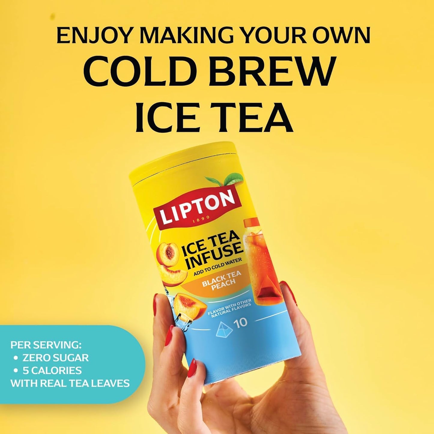 Ice Tea Infuse Black Tea Peach Cold Brew Tea Bags for On-The-Go or At Home 10 Tea Bags (Pack of 3)