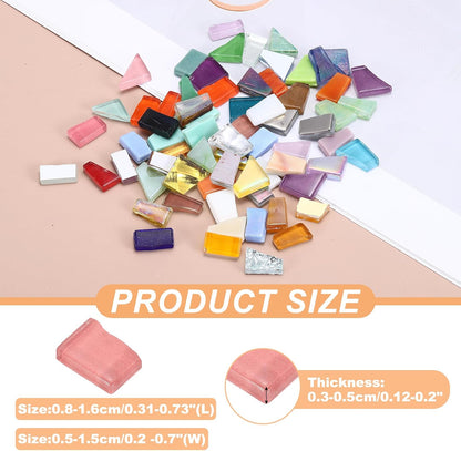 Irregular Glass Mosaic Tiles, 200G/0.4LB Irregular Stained Glass Sheets Broken Mosaic Pieces Tiles Supplies Kit Bulk for DIY Art Craft Making Home Decor, Pink Series