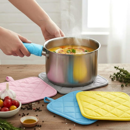 24 Pcs Cotton Pot Holders for Kitchen, Multicolor Square Hot Pads, Thicken Heat Resistant Potholders, Cloth Potholders for Hot, Trivet for Cooking and Baking with Hanging Loops, 6.9 x 6.7 Inch