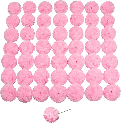 Artificial Carnation Flower, 50 Pcs Pink Silk Carnation Bulk with Stem