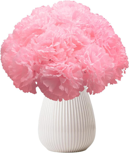 Artificial Carnation Flower, 50 Pcs Pink Silk Carnation Bulk with Stem