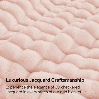Pink Throw Blanket for Couch - Super Soft Lightweight 3D Checkered Fluffy Fuzzy Fleece Blanket, Luxurious Plush Cozy Summer Blanket for Home Room Decor, Gift for Women, 50x60 inches