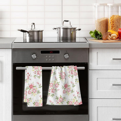 Towels Cotton Hand Towels Pack of 2, Pink Rose Flower Floral Ultra Soft Highly Absorbent Towels for Bathroom, 16x28 Inches