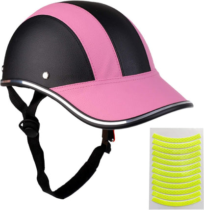 Bicycle Helmet for Adults Small/Large PU Bike Helmet for Women and Men Adjustable Safe 10 Colors Baseball Cap Sunshade 21.7-24.4 INCH Bike Cycling Helmets with 12PCs Reflective Sticker