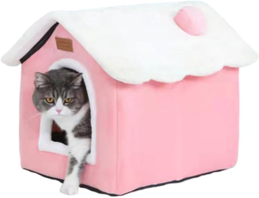 Cat Bed Cave, Cute Christmas Cat Beds for Indoor Cats, Pink