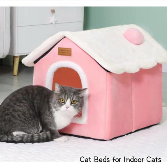 Cat Bed Cave, Cute Christmas Cat Beds for Indoor Cats, Pink