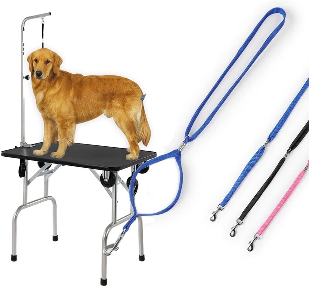 Pet Grooming Loops Leash,Dog Cat Grooming Loop,Adjustable Restraint Rope Harness for Grooming Tables Safety Leash Clip Rope Harness(Pink)