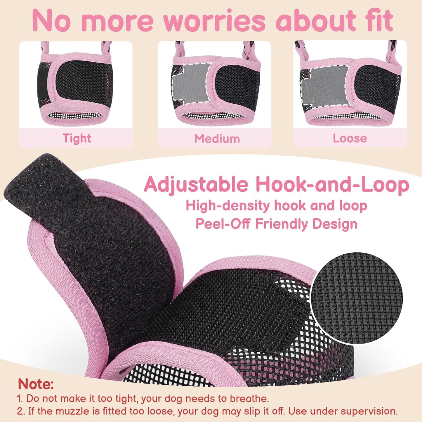 Mesh Dog Muzzle for Short Snout Small Dogs, Adjustable Muzzle for Chihuahua Yorkshire Shih Tzu, Prevent Fierce Barking Biting Eating, for Grooming Vet Visits, Allow to Pant Drink (Pink, XS)