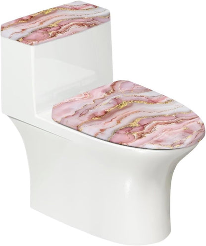 Pink Marble Design Toilet Lid Cover for Bathroom, Soft Toilet Lid Cushion Pads, Fits Most Round Elongated Toilet Lids