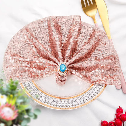 SquarePie Sequin Napkin Glitter Decoration for Wedding Party Dinner 12 x 12 Inch 12 Pcs Rose Gold