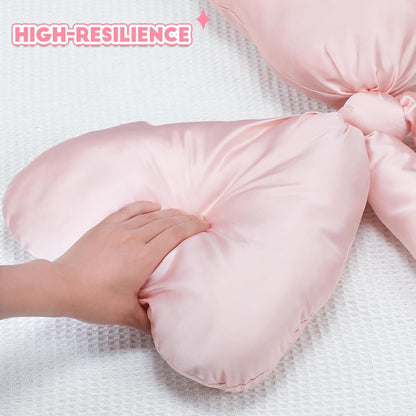 1 Pack Bow Throw Pillow 27 x 24 Inches Big Mother Day Satin Pillow Bow Shaped Coquette Pillows Cushion for Sofa Office Lumbar Gifts Decorative for Mothers Day Aesthetic Decor(Pink)