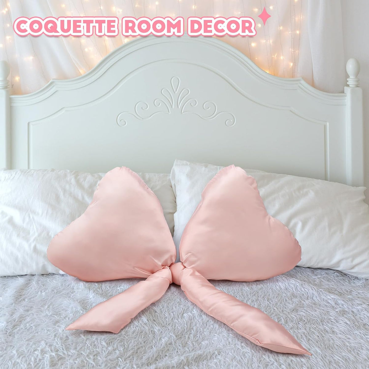 1 Pack Bow Throw Pillow 27 x 24 Inches Big Mother Day Satin Pillow Bow Shaped Coquette Pillows Cushion for Sofa Office Lumbar Gifts Decorative for Mothers Day Aesthetic Decor(Pink)