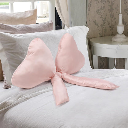 1 Pack Bow Throw Pillow 27 x 24 Inches Big Mother Day Satin Pillow Bow Shaped Coquette Pillows Cushion for Sofa Office Lumbar Gifts Decorative for Mothers Day Aesthetic Decor(Pink)