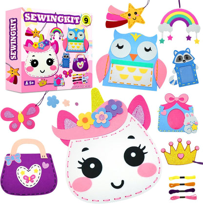 Sewing Kit for Kids, Unicorn 9 Thick Easy DIY Projects Sewing Kits, Beginners Girls Arts & Crafts for Ages 4-8, Instructions & Felt, 4 Year Old Girl Birthday Gifts, Enlightenment