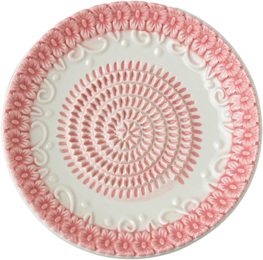 Premium Ceramic Garlic Grater Plate Set - Pink Embossed