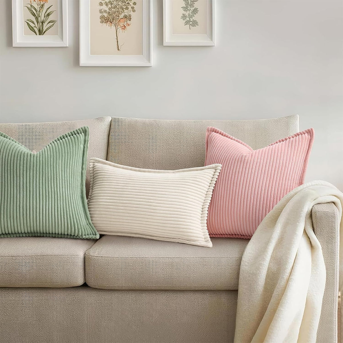 Corduroy Decorative Throw Pillow Covers 26x26 Set of 2 Pink
