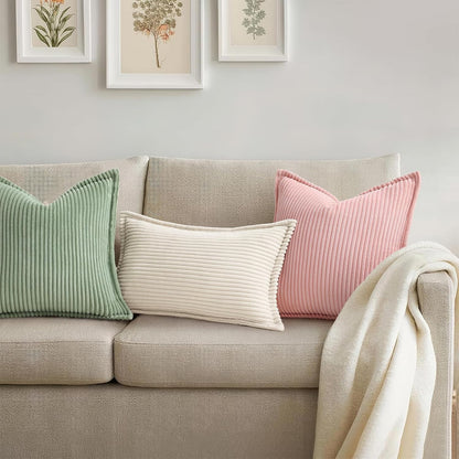 Corduroy Decorative Throw Pillow Covers 26x26 Set of 2 Pink