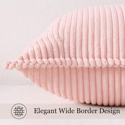 Corduroy Decorative Throw Pillow Covers 26x26 Set of 2 Pink